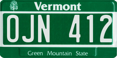 VT license plate OJN412