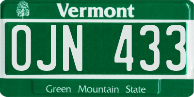 VT license plate OJN433