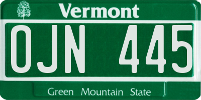 VT license plate OJN445