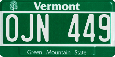 VT license plate OJN449