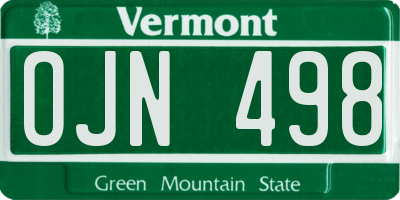 VT license plate OJN498
