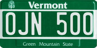 VT license plate OJN500
