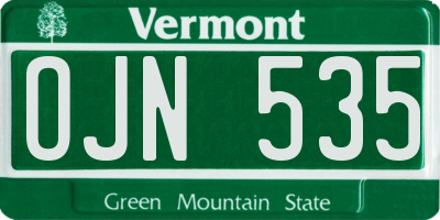 VT license plate OJN535
