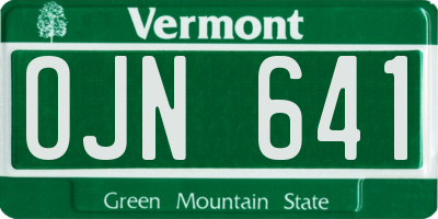 VT license plate OJN641