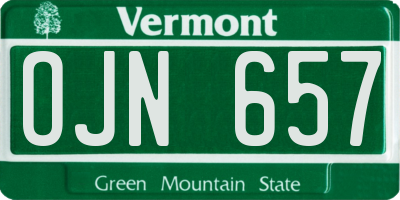 VT license plate OJN657