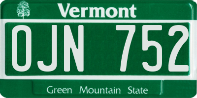 VT license plate OJN752