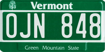 VT license plate OJN848