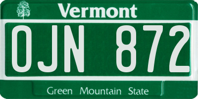 VT license plate OJN872
