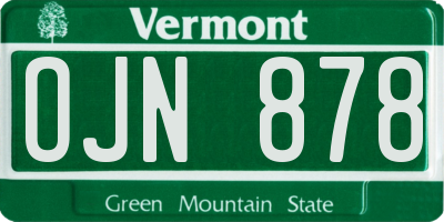 VT license plate OJN878