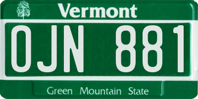 VT license plate OJN881