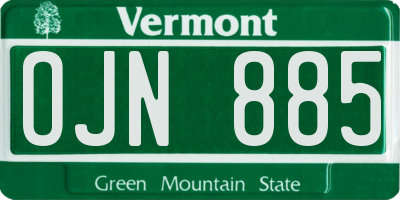 VT license plate OJN885