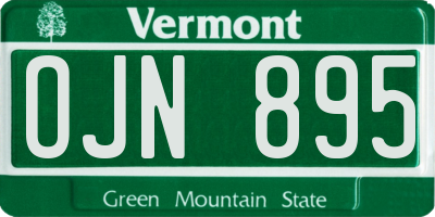 VT license plate OJN895