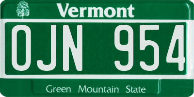 VT license plate OJN954