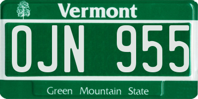 VT license plate OJN955