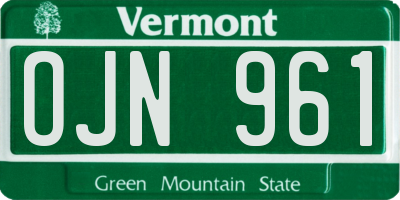 VT license plate OJN961