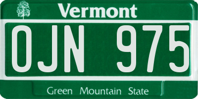 VT license plate OJN975
