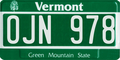 VT license plate OJN978