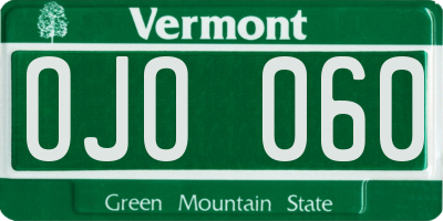 VT license plate OJO060