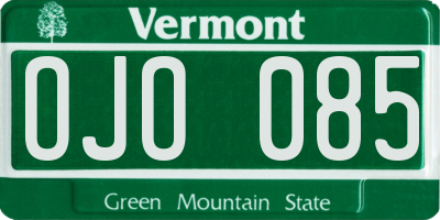VT license plate OJO085