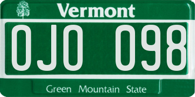 VT license plate OJO098
