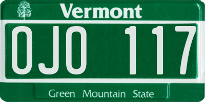 VT license plate OJO117