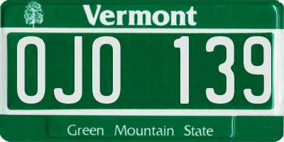 VT license plate OJO139