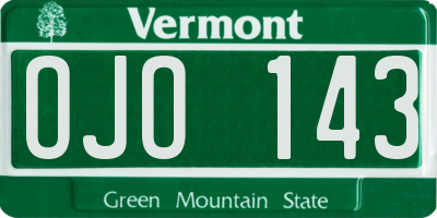 VT license plate OJO143