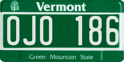 VT license plate OJO186