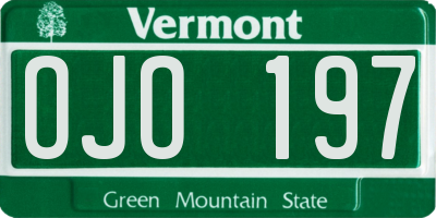 VT license plate OJO197
