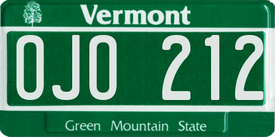 VT license plate OJO212