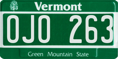 VT license plate OJO263