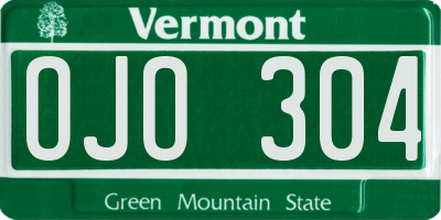 VT license plate OJO304