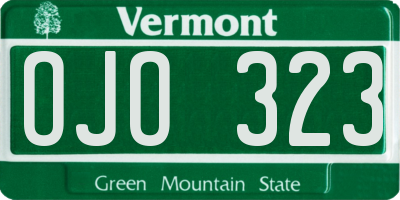 VT license plate OJO323