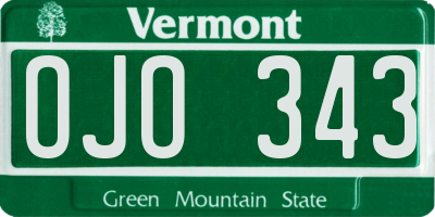 VT license plate OJO343