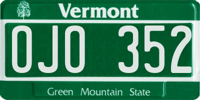 VT license plate OJO352