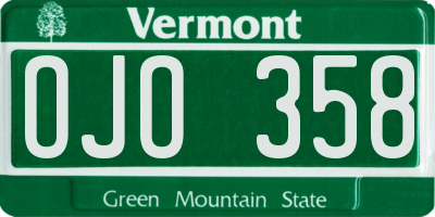 VT license plate OJO358