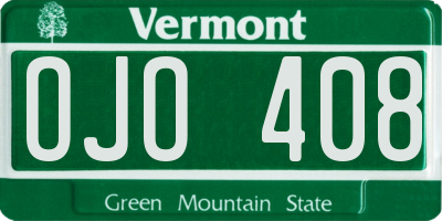 VT license plate OJO408
