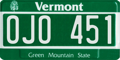 VT license plate OJO451
