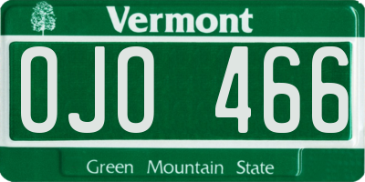 VT license plate OJO466