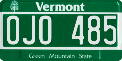 VT license plate OJO485