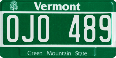 VT license plate OJO489