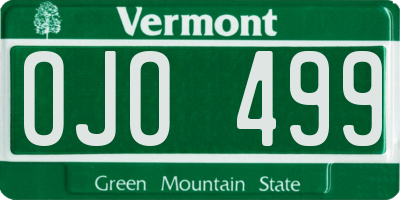 VT license plate OJO499