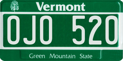 VT license plate OJO520