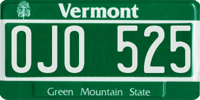 VT license plate OJO525