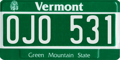 VT license plate OJO531