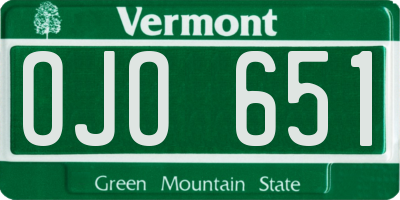 VT license plate OJO651