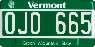 VT license plate OJO665