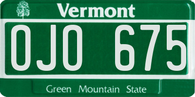 VT license plate OJO675