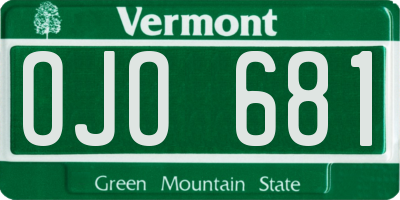 VT license plate OJO681