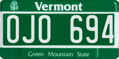 VT license plate OJO694